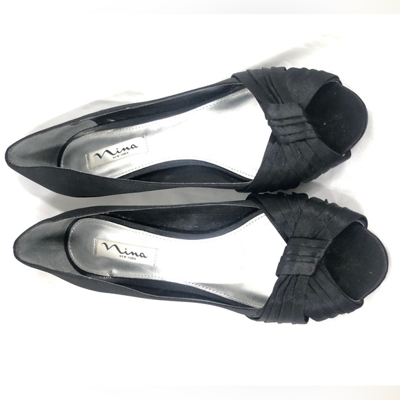 Nina Shoes - Nina Black Satin Evening Shoes